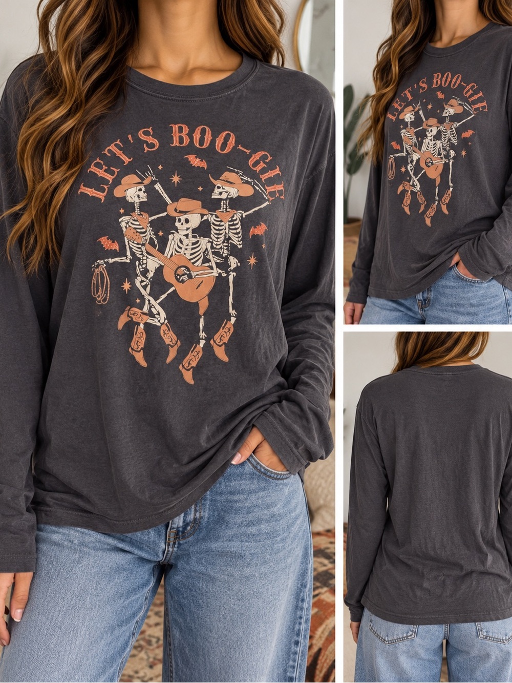 Lane Bryant Let’s Boo-Gie Cowboy Skeleton Halloween Long Sleeve Top